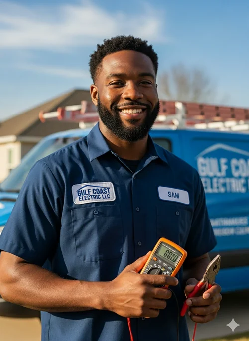 Electrical professional at work